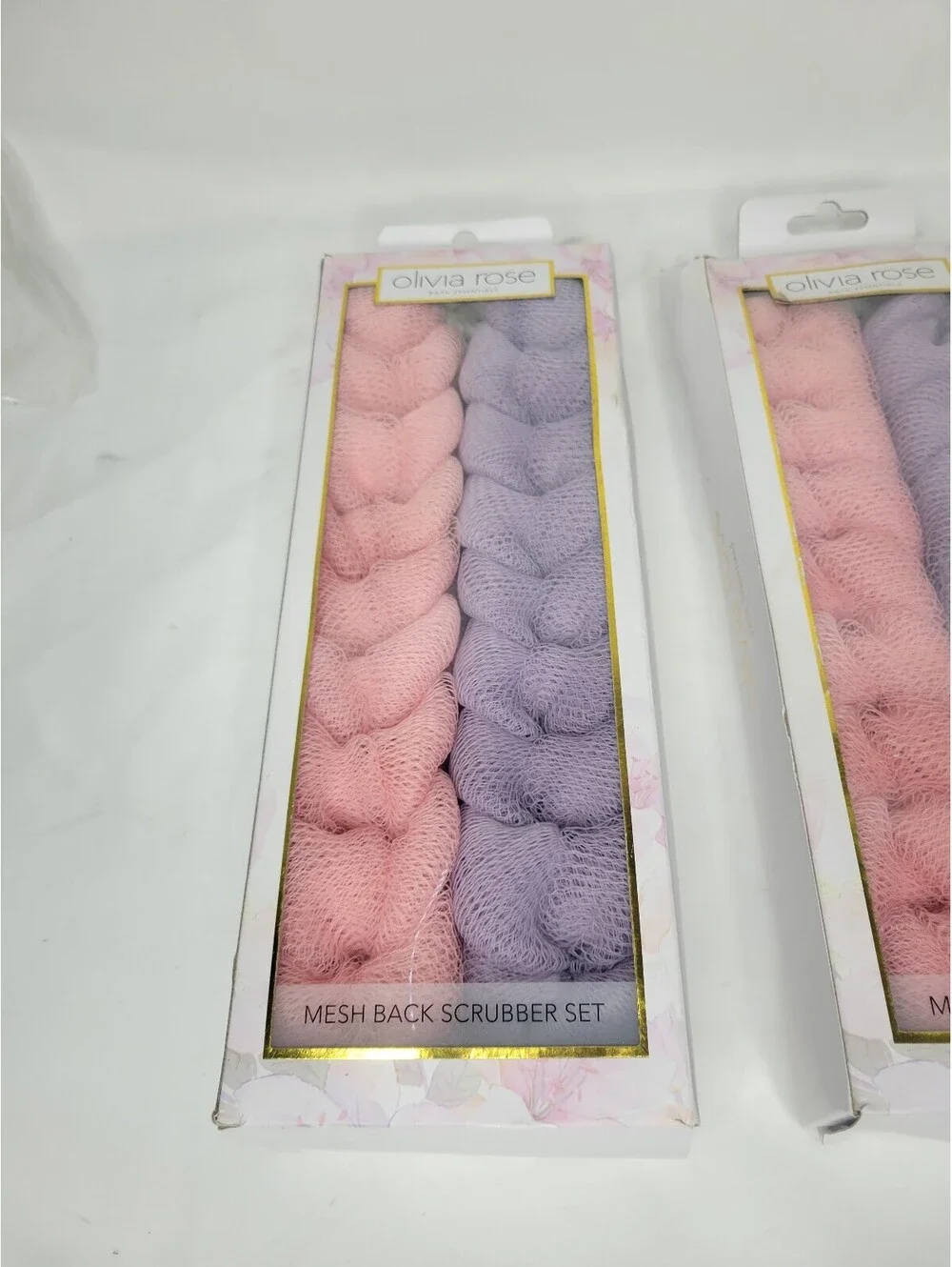 6pc Olivia Rose Mesh Body Scrub Bath Shower Back Scrubber *Distressed Packaging*